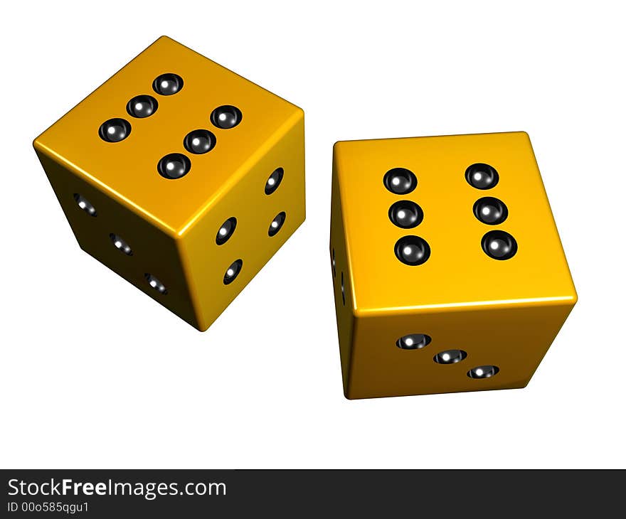 Golden dice, created with 3d studio max & rendered. Golden dice, created with 3d studio max & rendered.