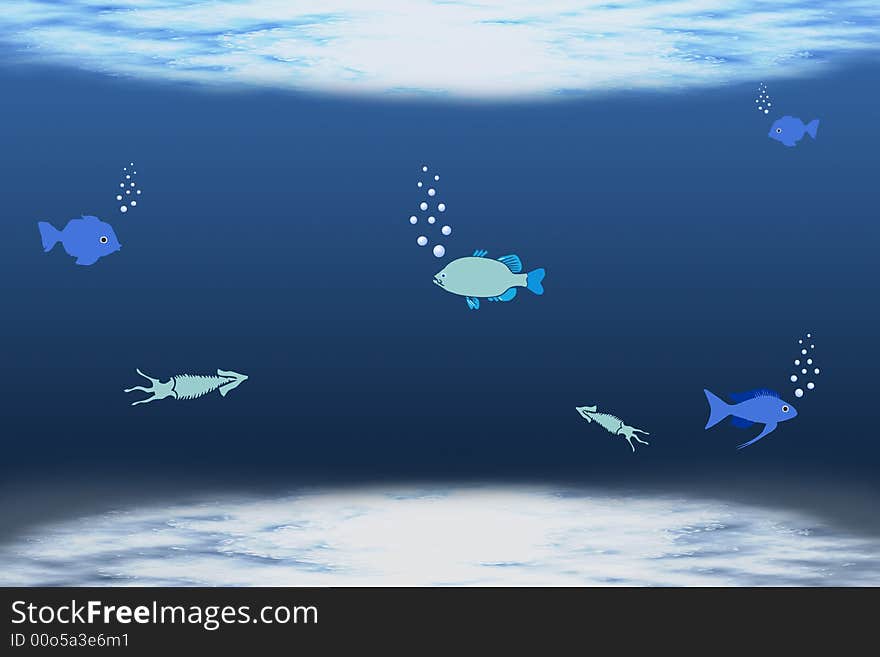 Illustration of a background with fishes