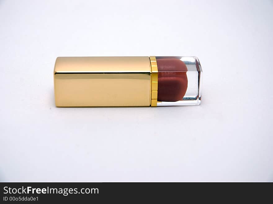 A lipstick on a white isolated background