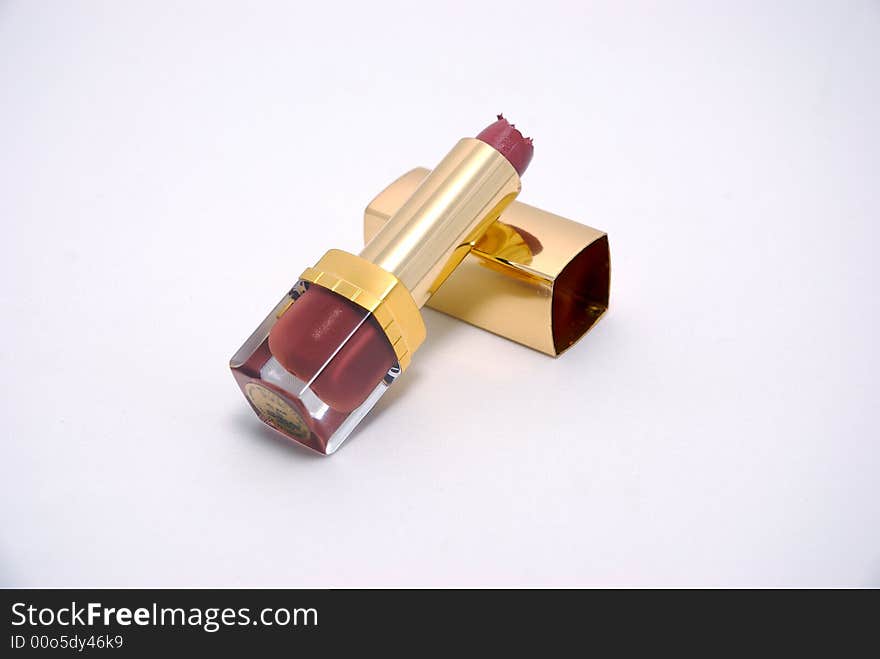 A lipstick on a white isolated background