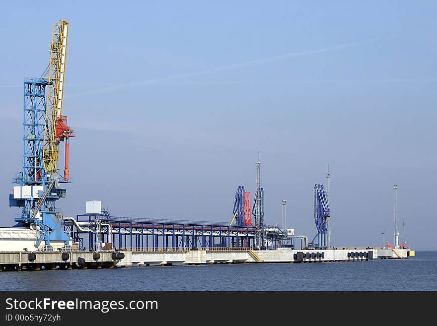 Harbour On Blue Background