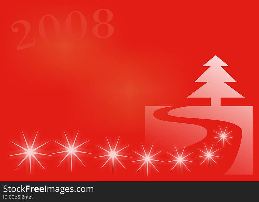 New year background with tree and stars