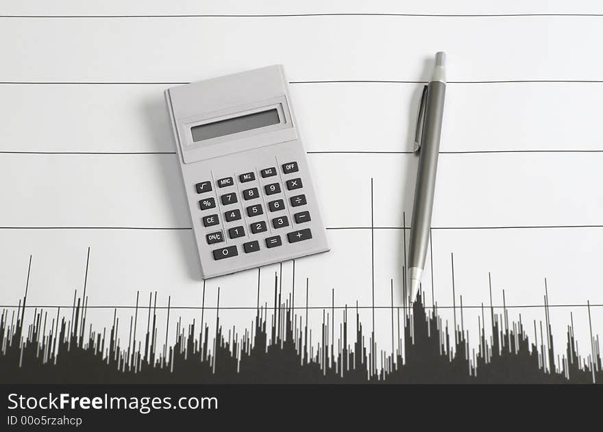 Background of stock exchange and calculator. Background of stock exchange and calculator