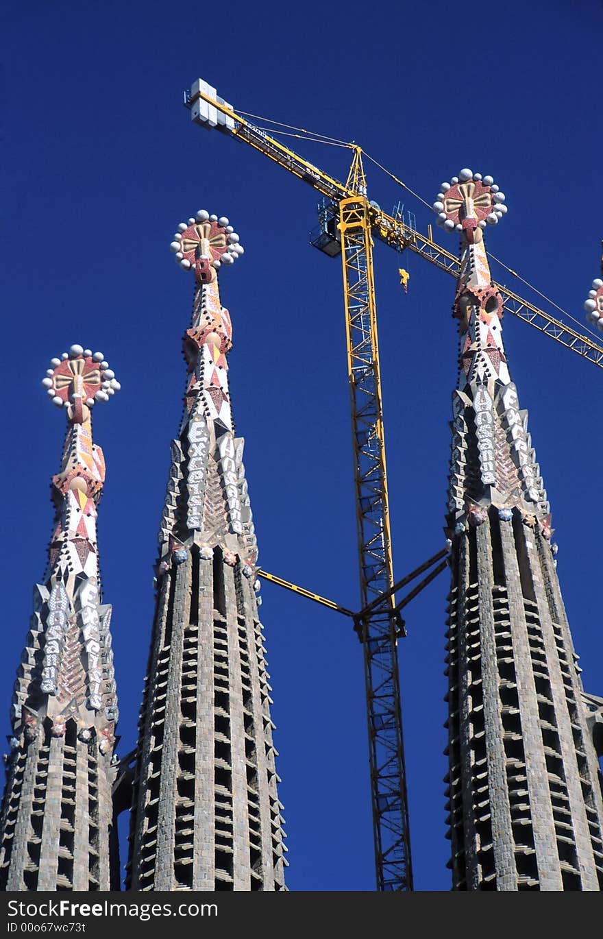 Gaudi's unfiished cathedral in Barcelona. A symbol of Catalonia Spain. Gaudi's unfiished cathedral in Barcelona. A symbol of Catalonia Spain.