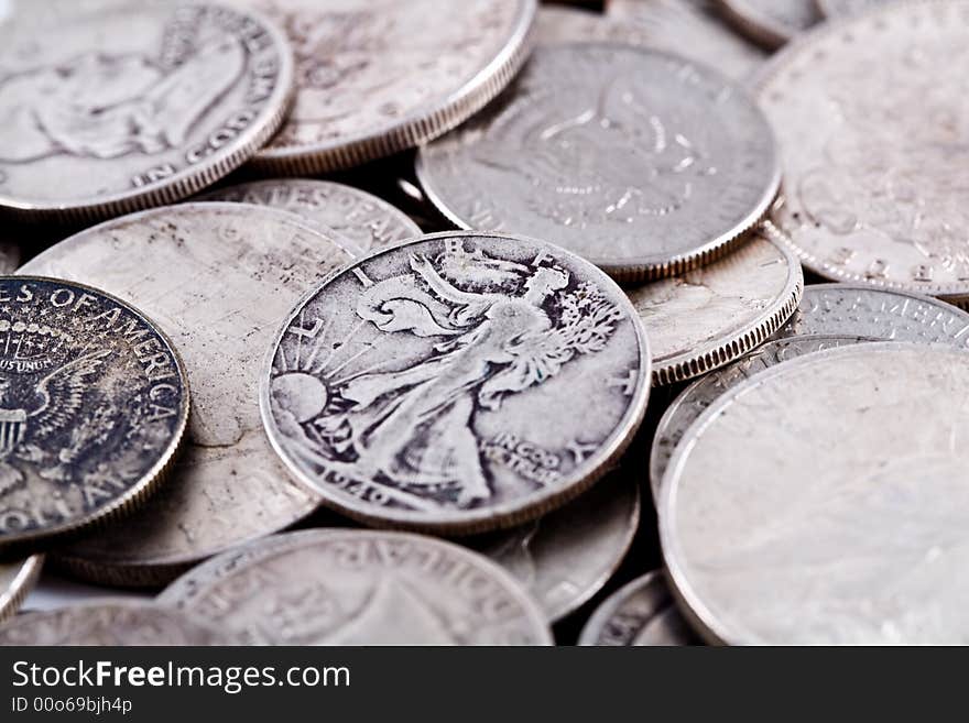 Old coins on the white background. Old coins on the white background.