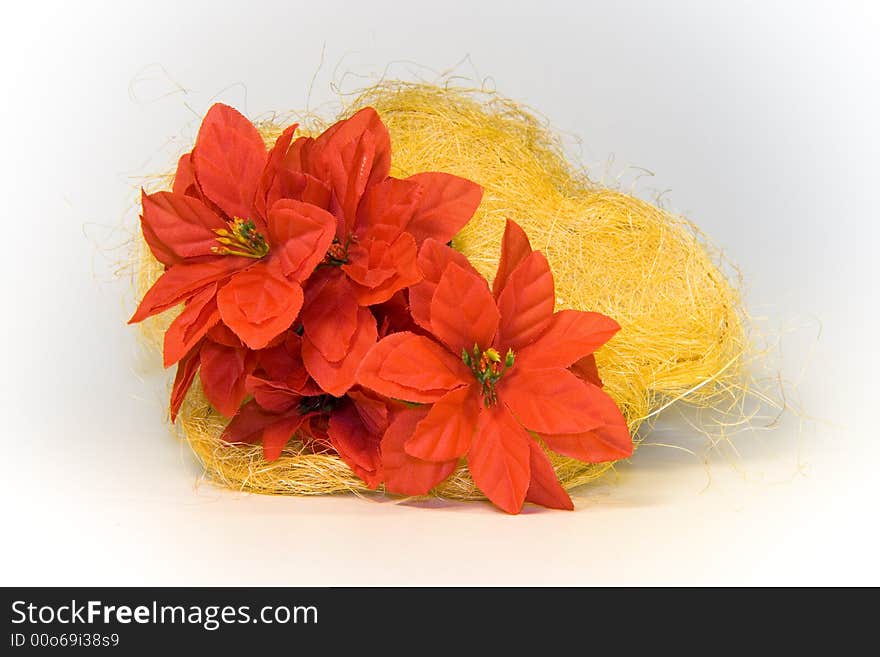 Christmas wreath, poinsettia flowers wreath. Christmas wreath, poinsettia flowers wreath