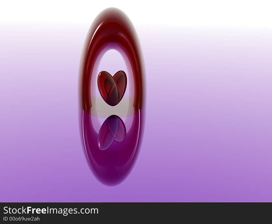 Valentine from a red transparent ring and heart. Valentine from a red transparent ring and heart