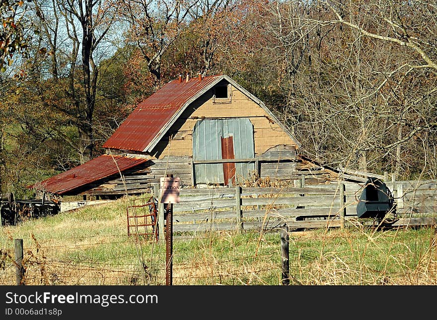 Photographed old rustic barn sheds in rural Georgia.