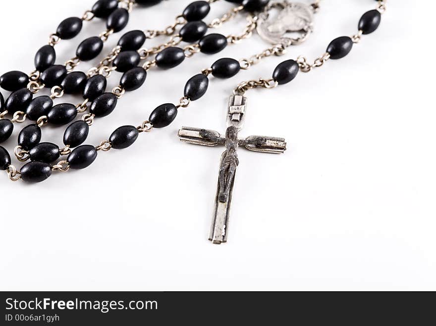 Rosary on the white background. Rosary on the white background.