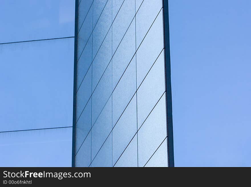 High blue Windows of modern business building