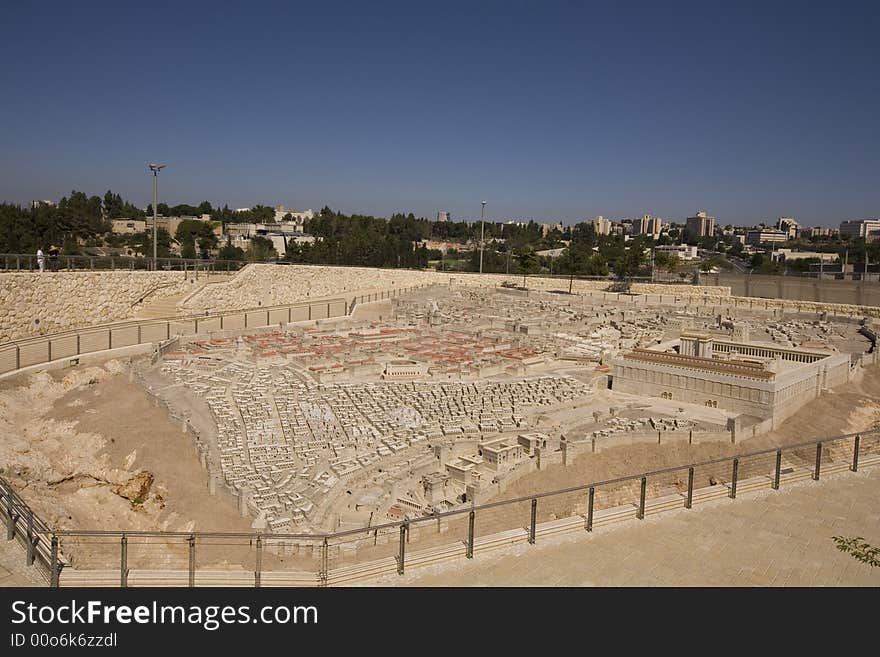 Model Of Ancient Jerusalem, New City In Background