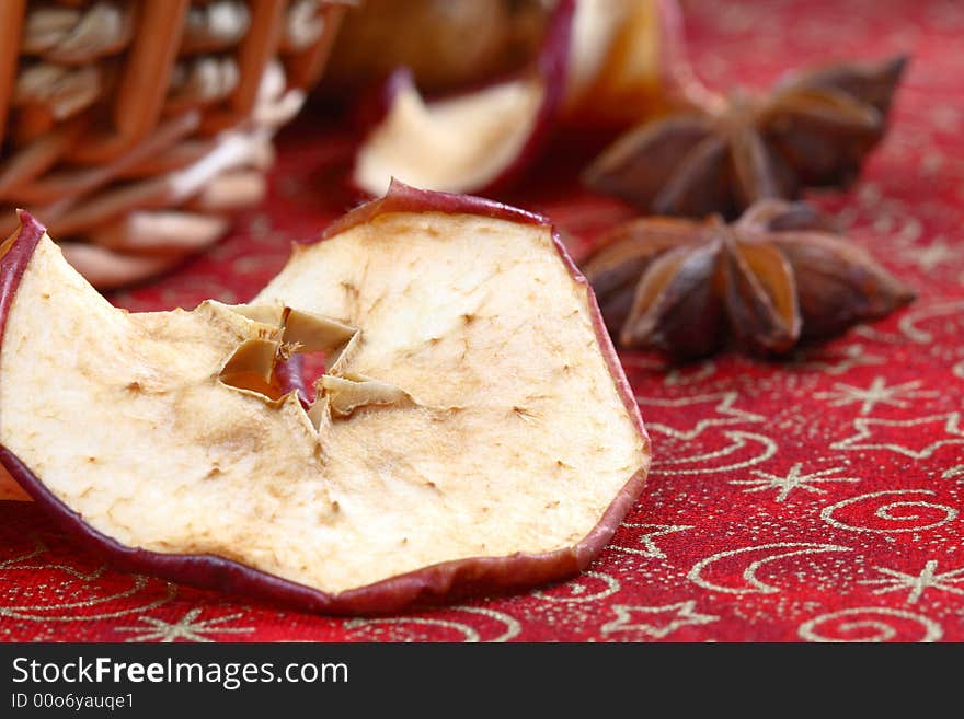 Close up of dried apples. Close up of dried apples