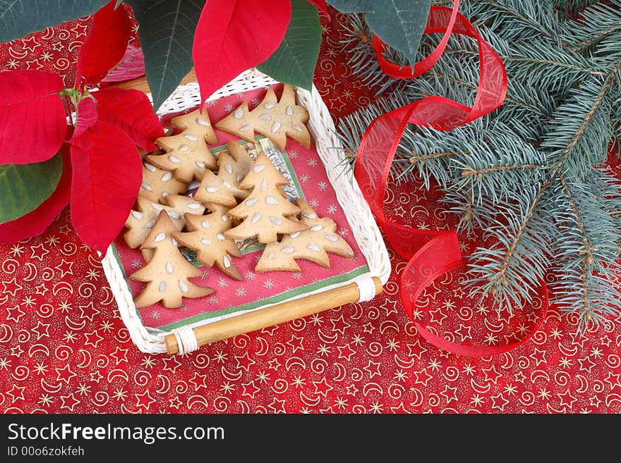 Christmas still life with giingerbread cookies