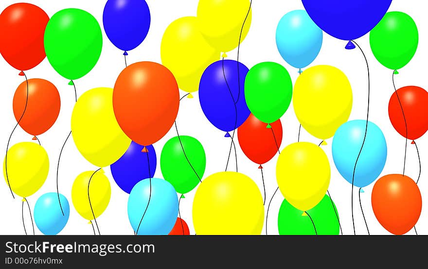 The different fly colorized balloons. The different fly colorized balloons