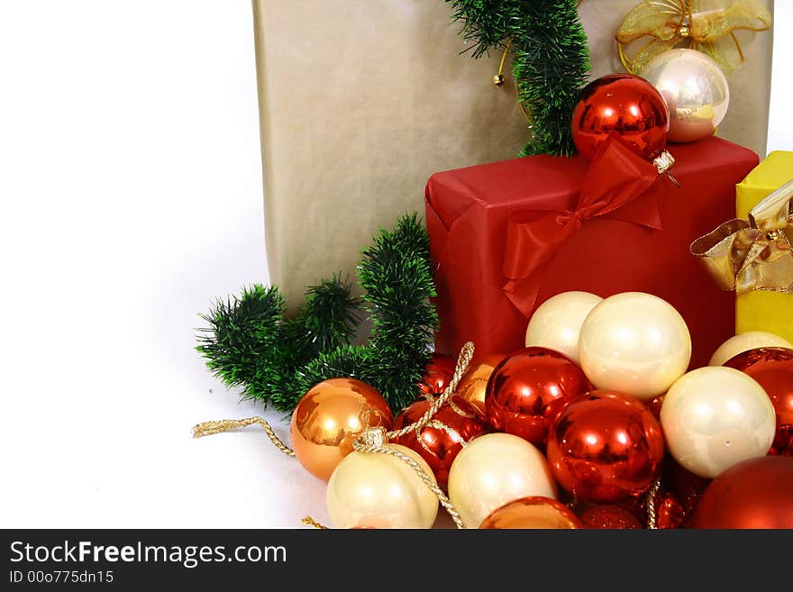 Christmas balls on a white background