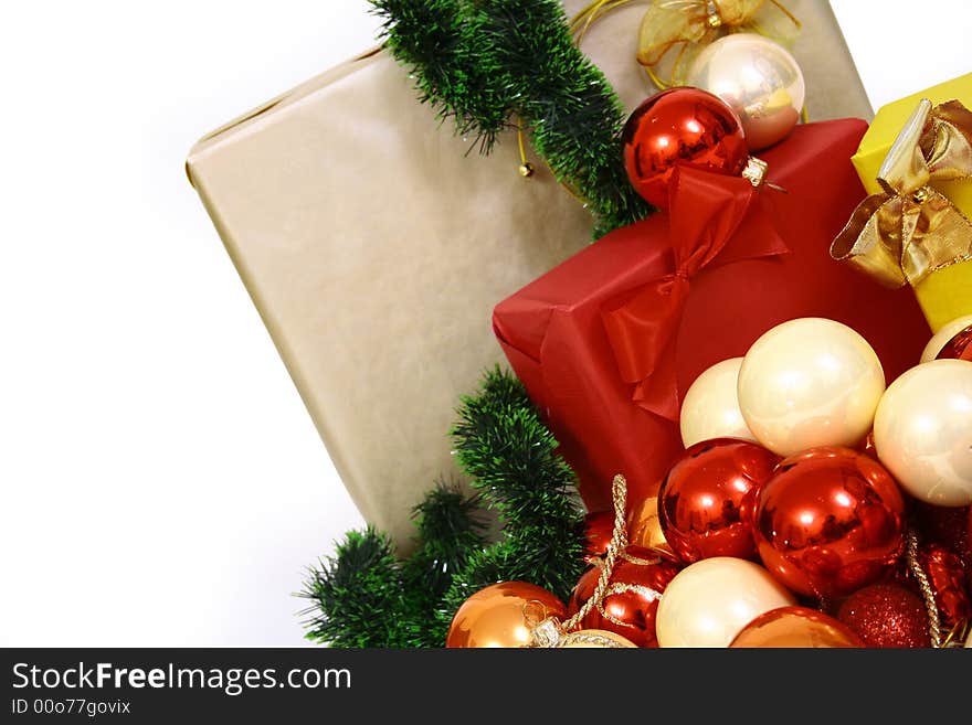 Christmas balls on a white background