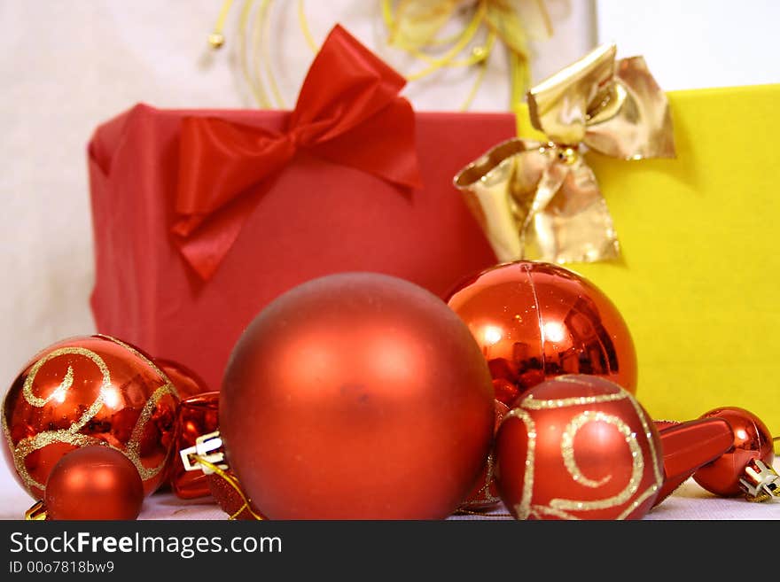 Christmas balls on a white background