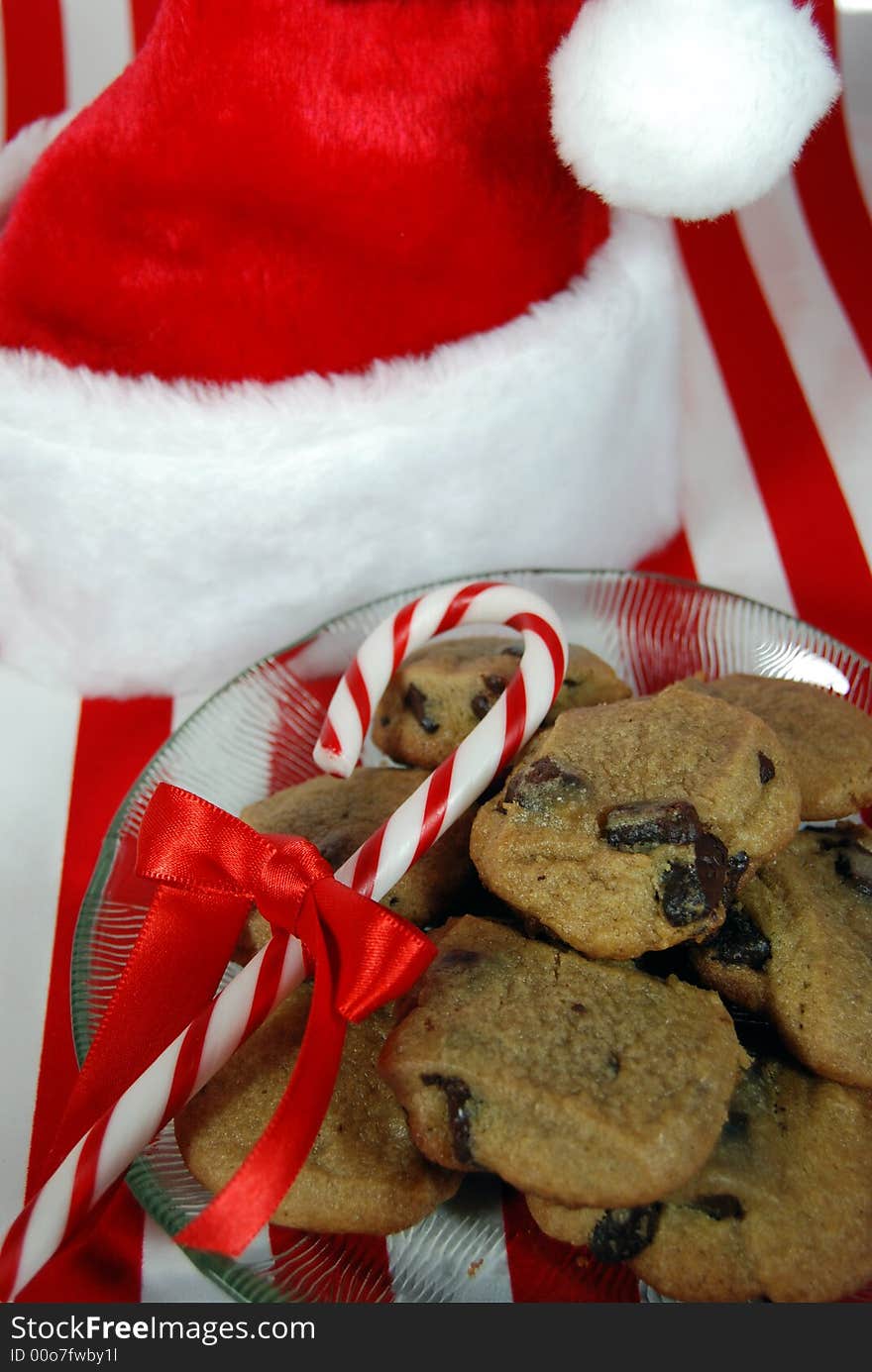 Cookies and candycane left for santa. Cookies and candycane left for santa.