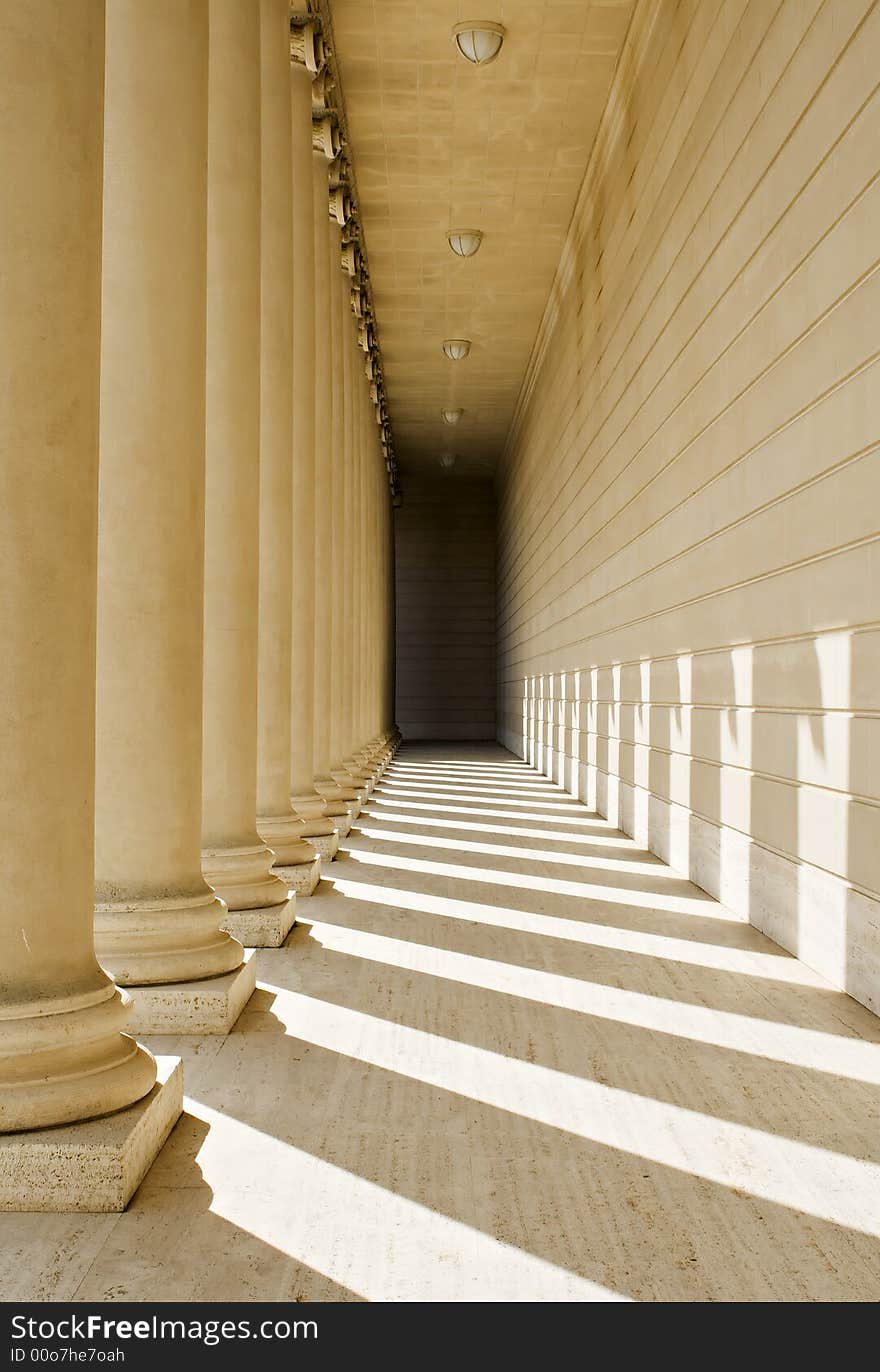 Coverd walkway with shadows and light. Coverd walkway with shadows and light