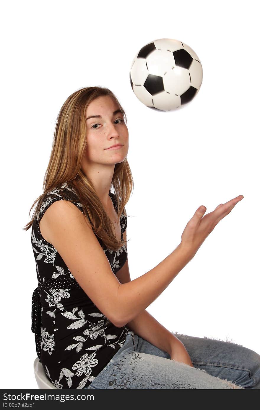 Soccer fan throwing soccer ball into the air. Soccer fan throwing soccer ball into the air