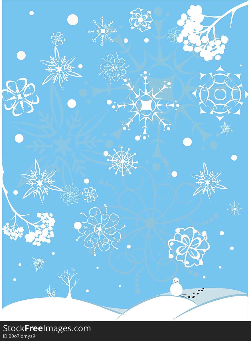 Winter background with snowflakes on blue background. Winter background with snowflakes on blue background