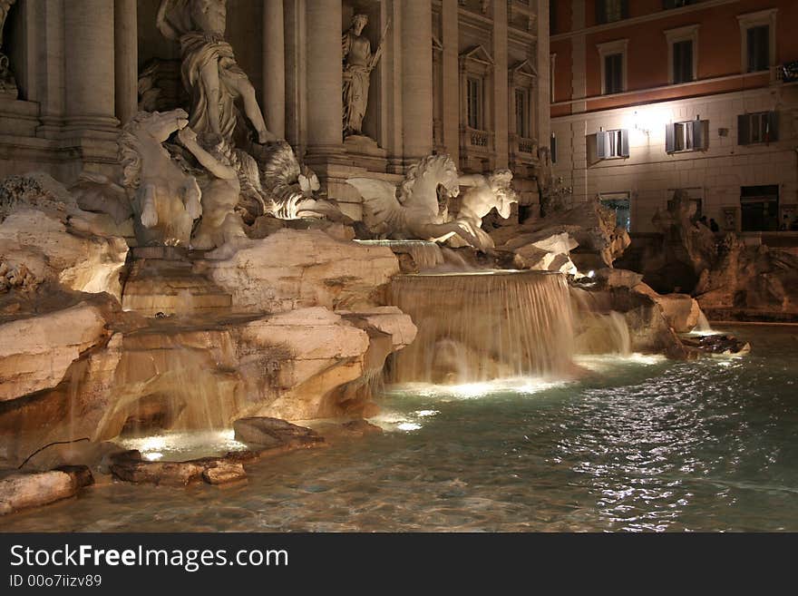 The Trevi Fountain Night (Italian: Fontana di Trevi) Rome Italy Europe. The Trevi Fountain Night (Italian: Fontana di Trevi) Rome Italy Europe