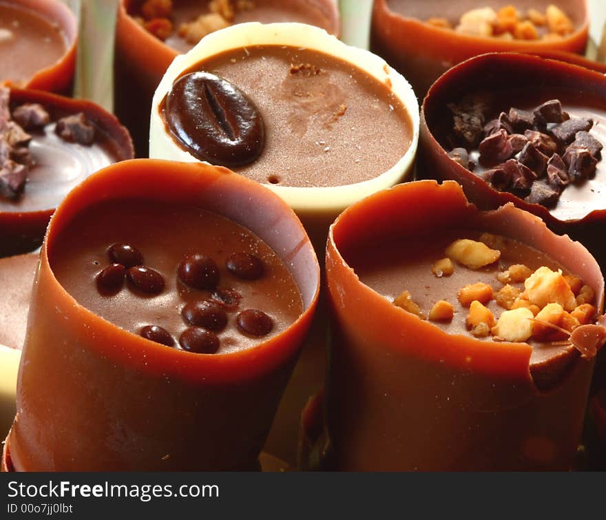 Close up of chocolate cups