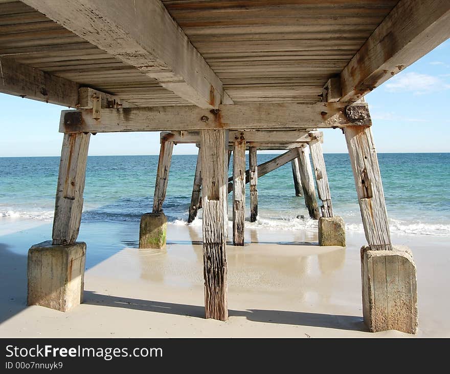 Wood & Concrete Pier on the South Coast of South Australia. Wood & Concrete Pier on the South Coast of South Australia