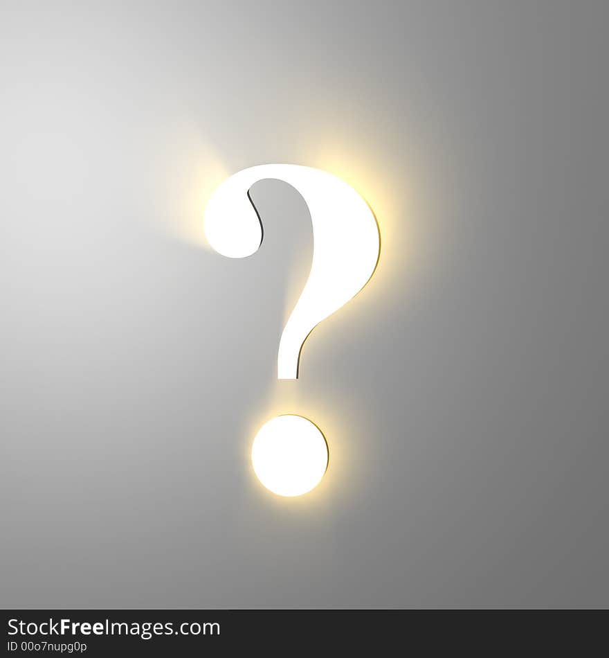 Bright glowing question mark in a light style