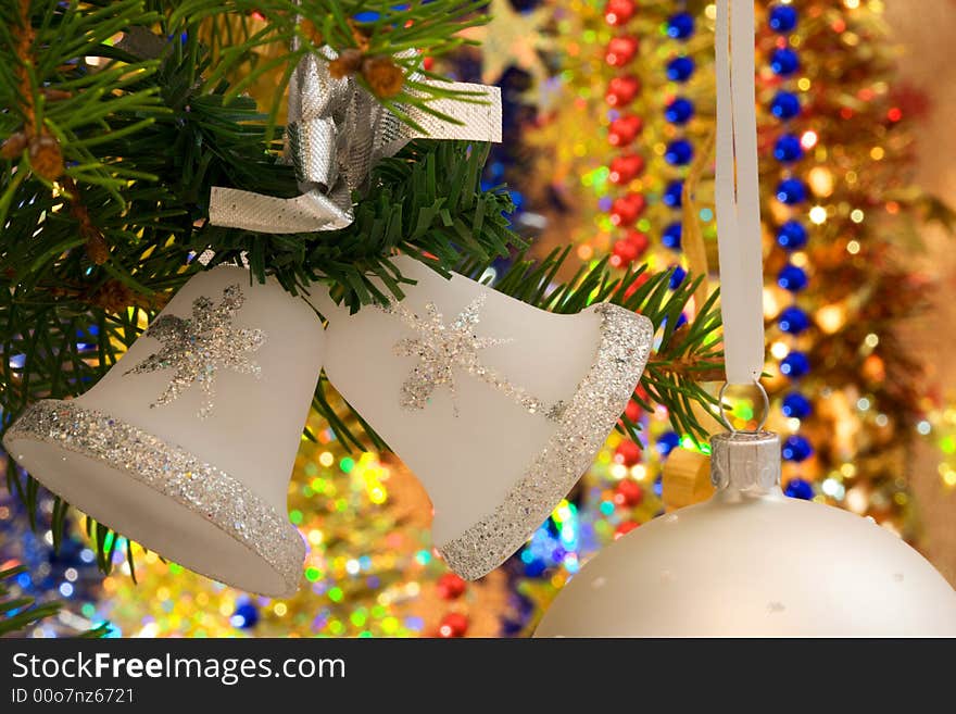 Christmas decorations of ball, bells and garlands. Christmas decorations of ball, bells and garlands.