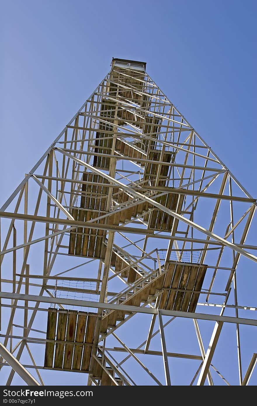 Shot of steps leading to the top of a fire watch tower. Shot of steps leading to the top of a fire watch tower