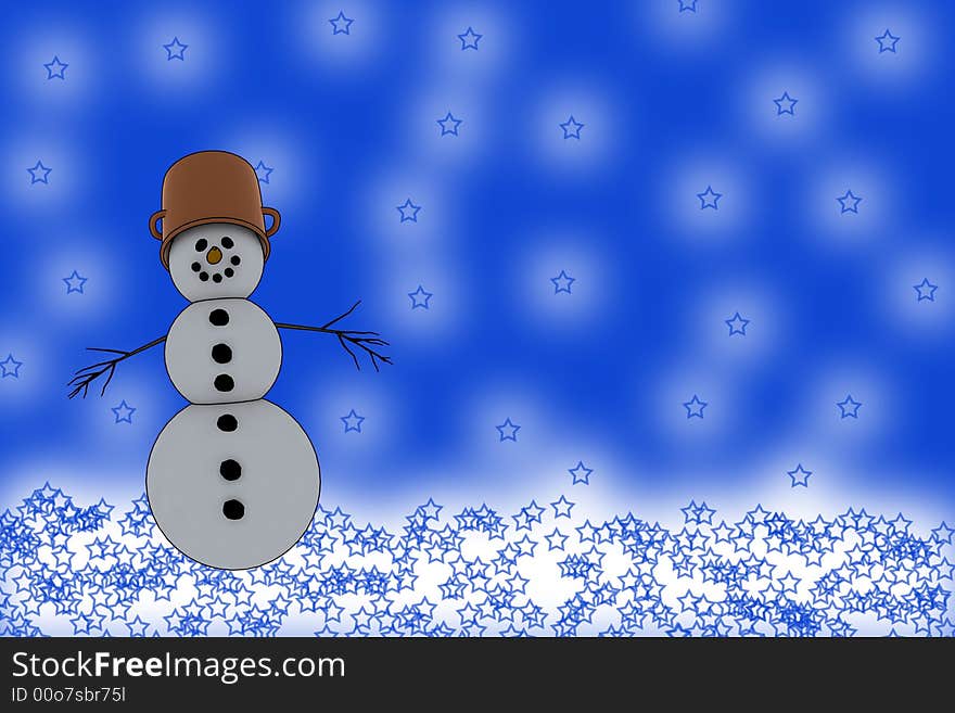 Snowman with blue christmas background