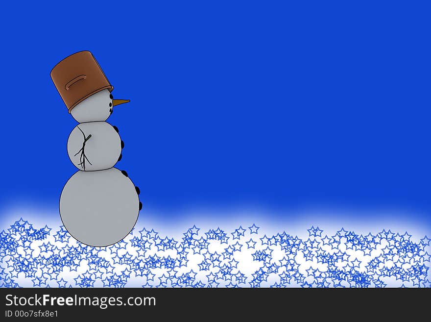 Snowman with blue christmas background