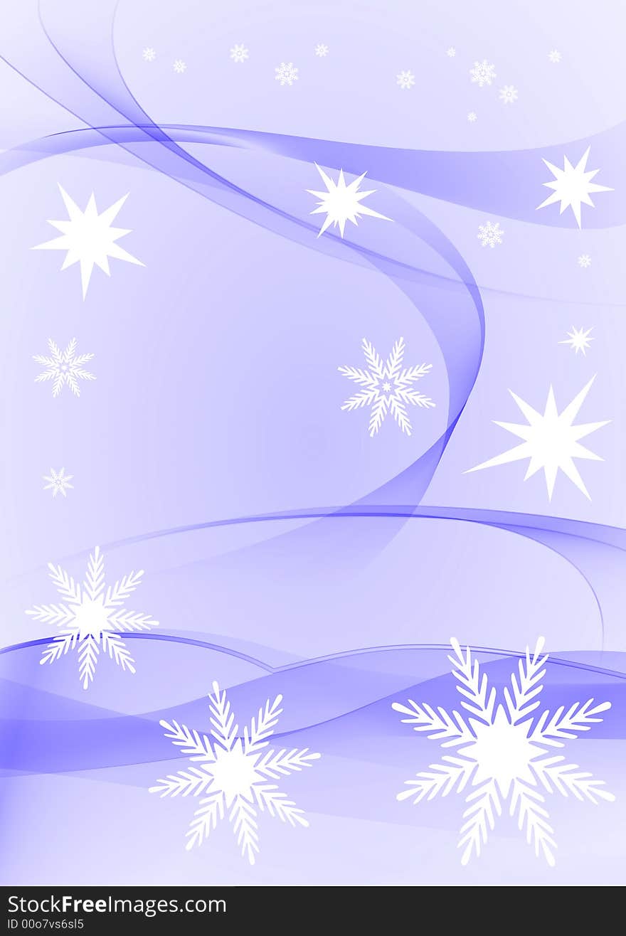 Snowflakes on a white-blue background with smooth lines. Snowflakes on a white-blue background with smooth lines