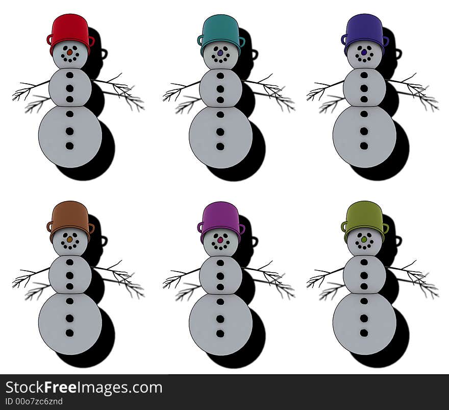 Isolated snowman set for winter/christmas design. Isolated snowman set for winter/christmas design