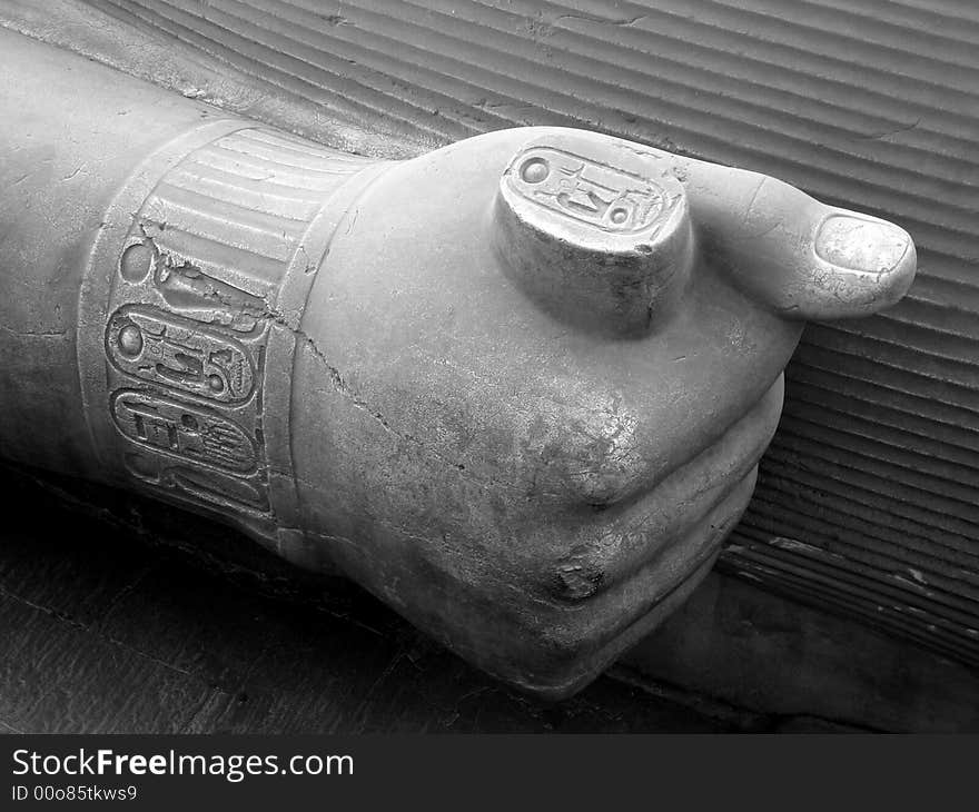 Sculpture of Pharaoh's hand in black and white. Sculpture of Pharaoh's hand in black and white