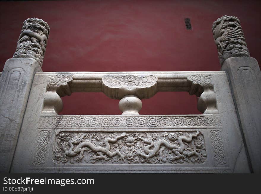 Carved pillar in the Palace Museum in Beijing ,China