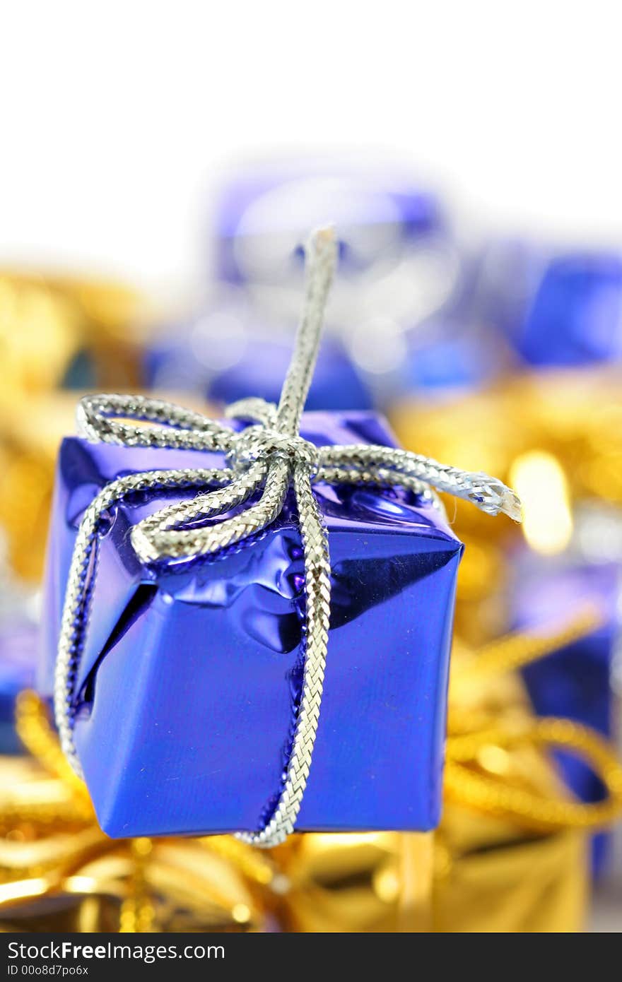 Blue gift box close-up