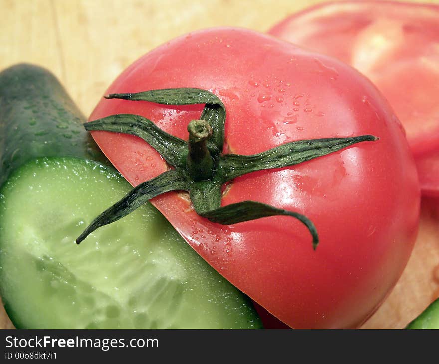 Tomato and cucumber