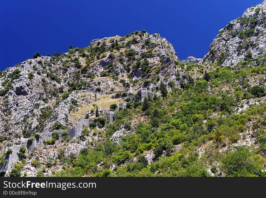 Old fortress above Kotor, Montenegro.