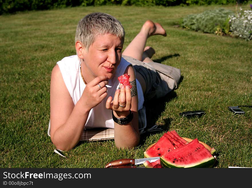 Breakfast on a grass