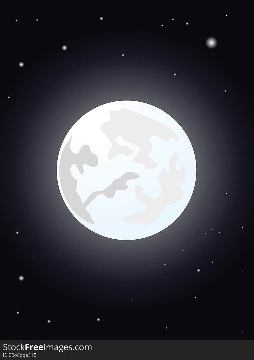 Moon night vector illustration with stars. Moon night vector illustration with stars