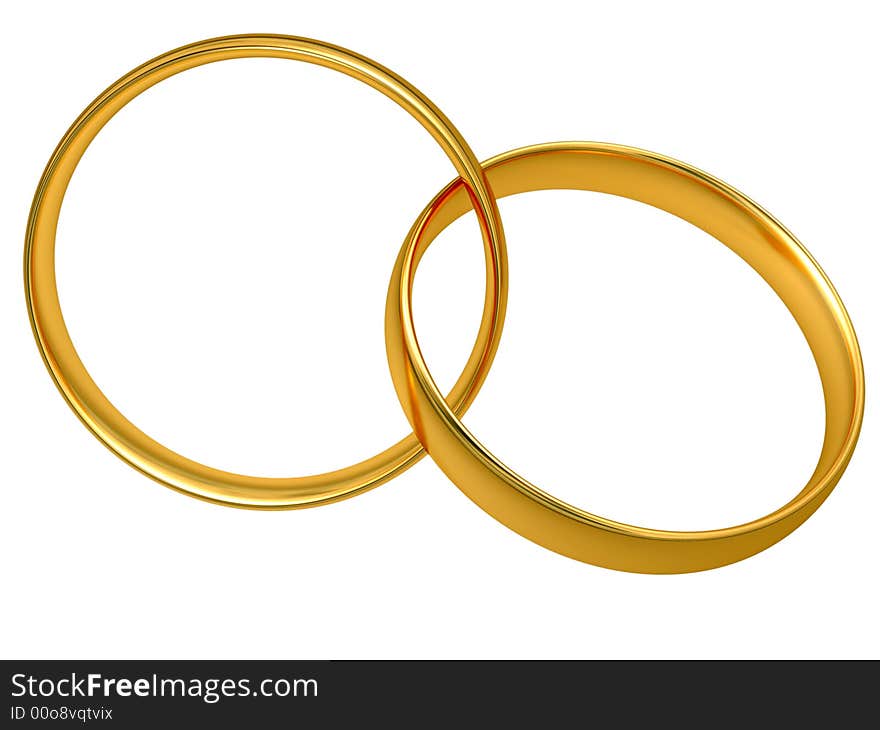 Gold wedding rings joined together