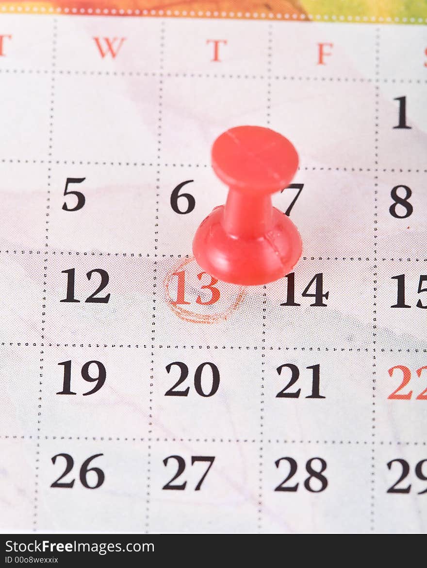 Background with red pin and calendar.