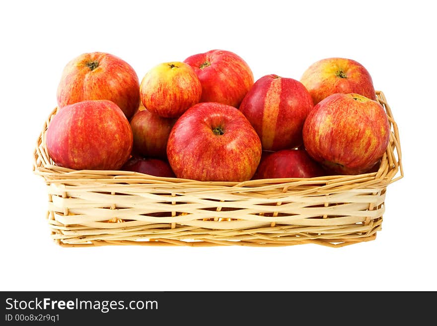 Basket of apples, isolated on a white background with clipping path.