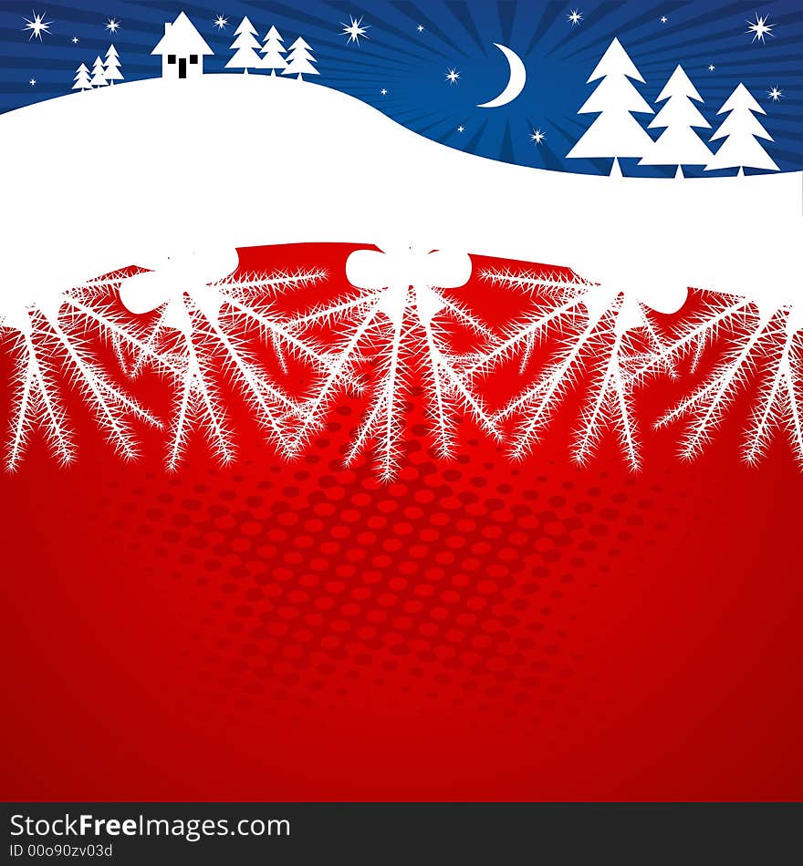 Abstract christmas tree on red and blue  background. Abstract christmas tree on red and blue  background