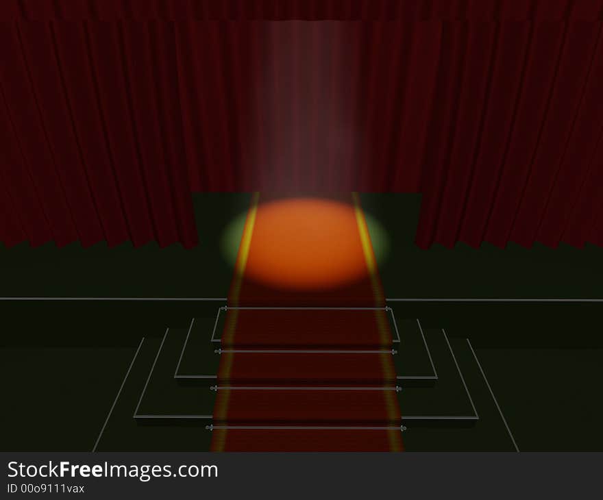 3d curtain red theater stage