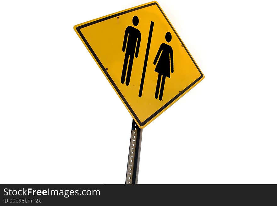 Road side icon warning sign with man and woman. Road side icon warning sign with man and woman