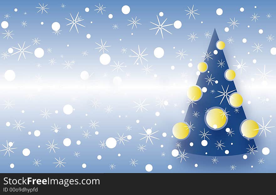 Abstract winter background with christmas tree.