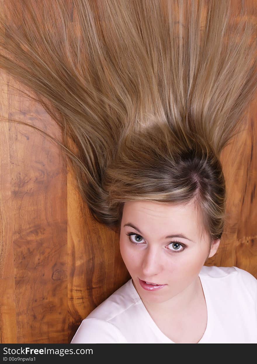 Close up of beautiful face with long hair. Close up of beautiful face with long hair